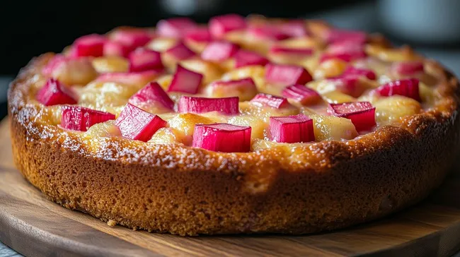 Saftiger Rhabarberkuchen mit Früchten