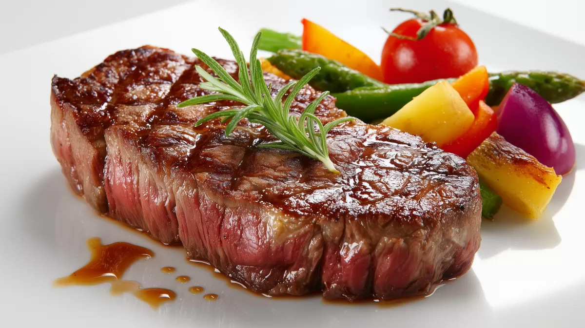 Saftiges Entrecote Steak mit Kaisergemüse weiß