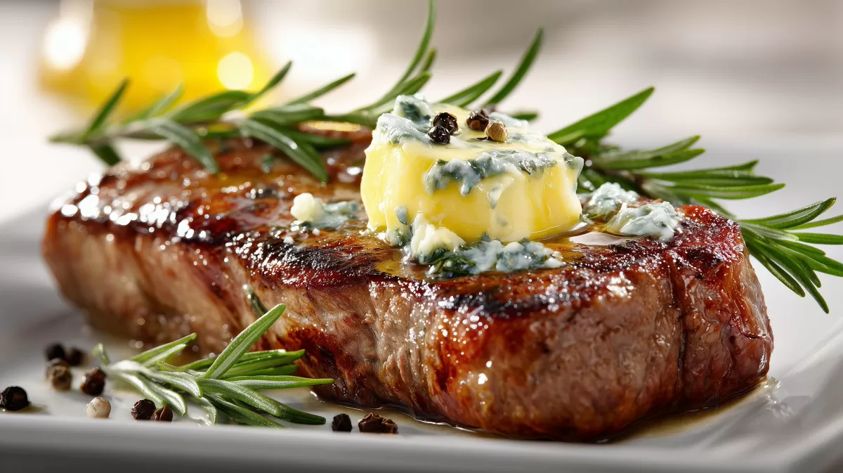 Saftiges Entrecôte vom Grill mit Kräuterbutter
