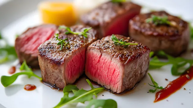 Saftiges Filetsteak mit Kräutern und Beilage