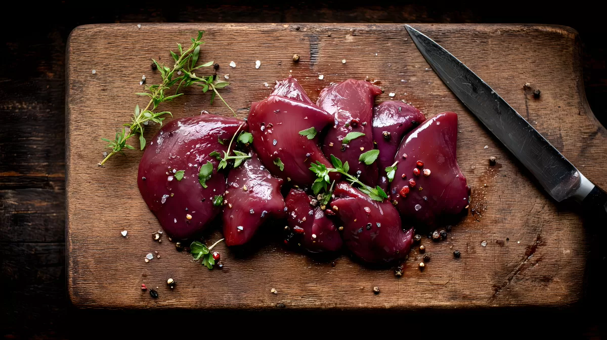 Saftiges Rinderfilet mit Kräutern auf Holzbrett