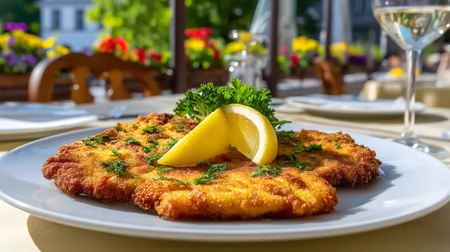 Saftiges Wiener Schnitzel mit Zitrone und Petersilie