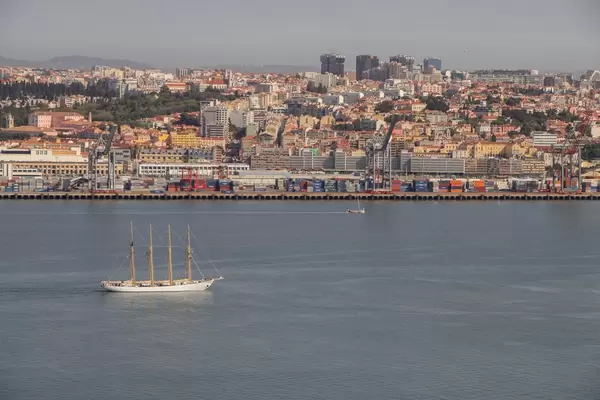 Sailboat with Lisbon background