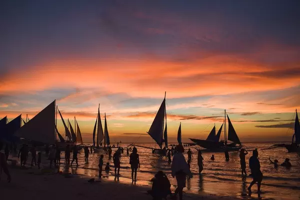 Sailboats docked during golden hour at Boracay (Flip 2019)