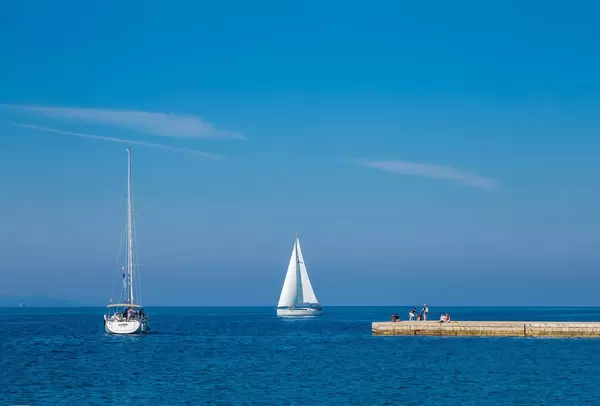 Sailboats near pier in Zadar, Croatia