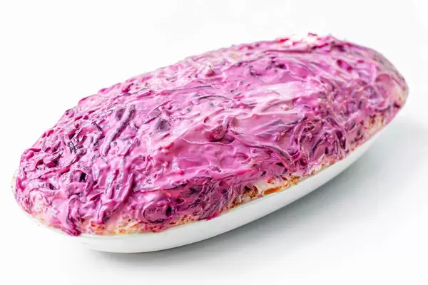 Salad "fur Coat" on a white background