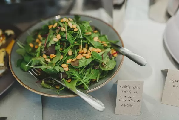 Salad  With Pine Nuts Served On Brunch
