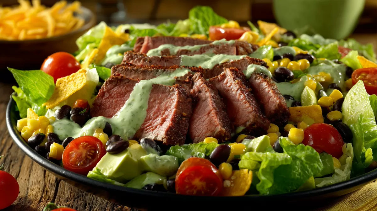 Salat Mexican Style mit gegrilltem Steak und Avocado