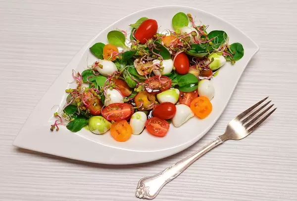 Salat: Mozarella und Tomaten