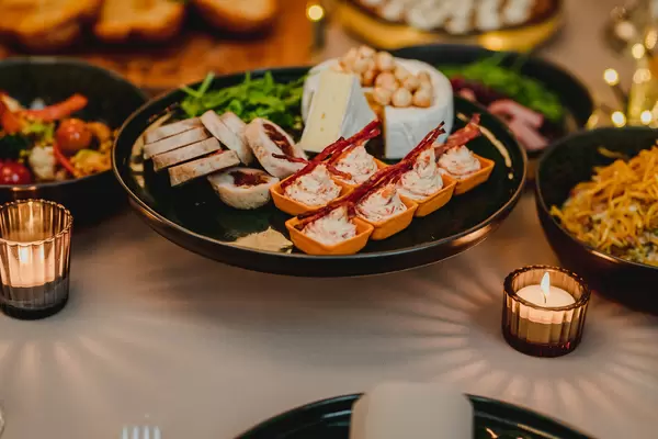 Salmon Canape With Camambert Cheese And Chicken Fillet