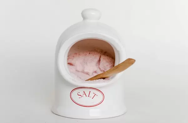 Salt container and wooden spoon