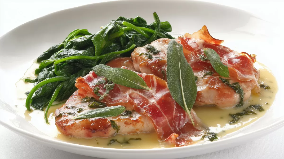 Saltimbocca alla Romana mit Spinat und Salbei