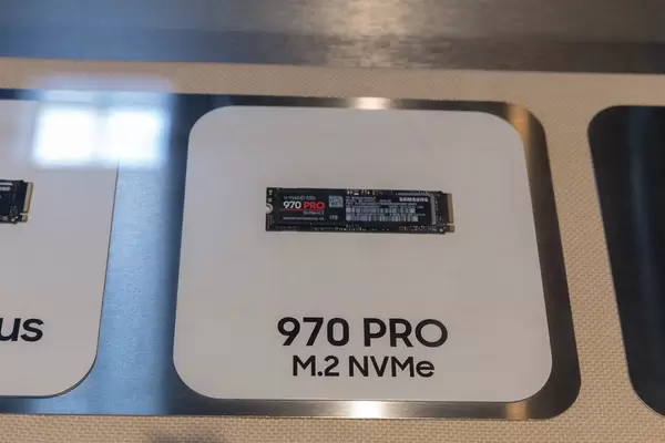 Samsung 970 Pro M.2 NVMe SSD exhibited at the Gamescom fair for digital game culture in Cologne