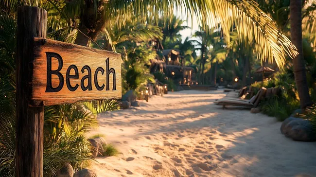 Sandiger Strandpfad durch tropischen Palmenwald