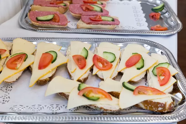 Sandwiches with cheese, tomato and cucumber