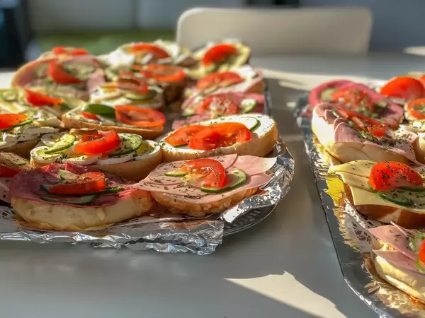 Sandwiches with Eggs, Cheese, Ham and Salami