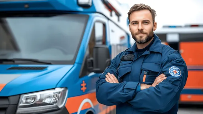 Sanitäter im Krankenwagen: Retter in Blau