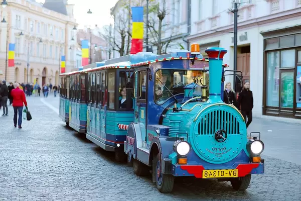Santa Claus train for kids at Sibiu Christmas market, Romania (Flip 2019)
