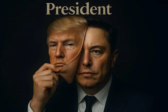 Satirische Darstellung zweier prominenter Personen