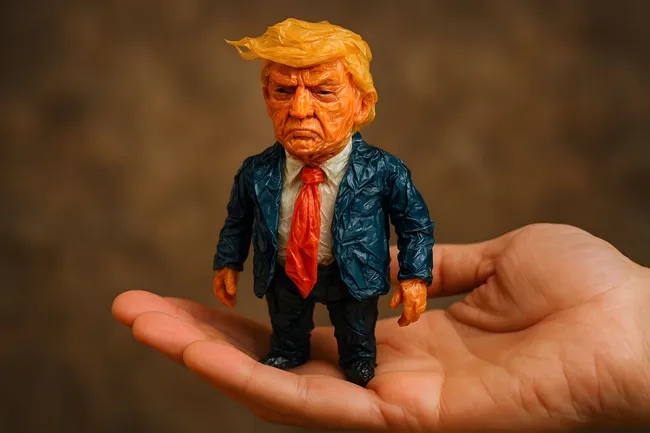 Satirische Plastikfigur des US-Präsidenten