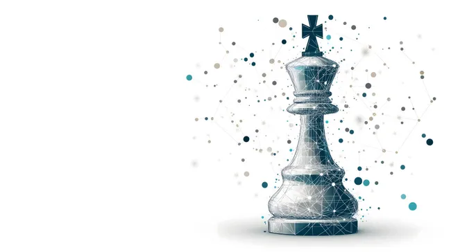Schach-König in digitaler Netzstruktur