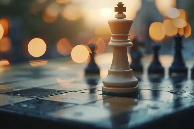 Schachkönig auf verschwommenem Hintergrund