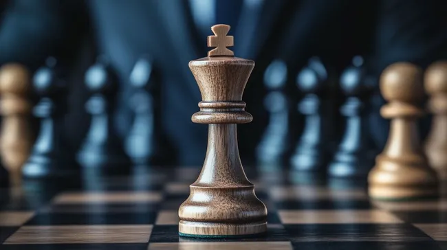 Schachkönig-Figur in dunkler Umgebung