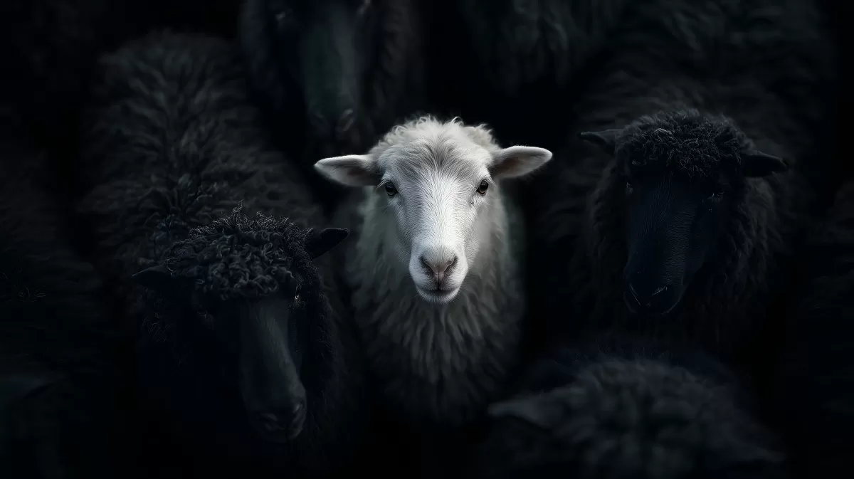 Schafe in kontrastreicher Schwarz-Weiß-Aufnahme