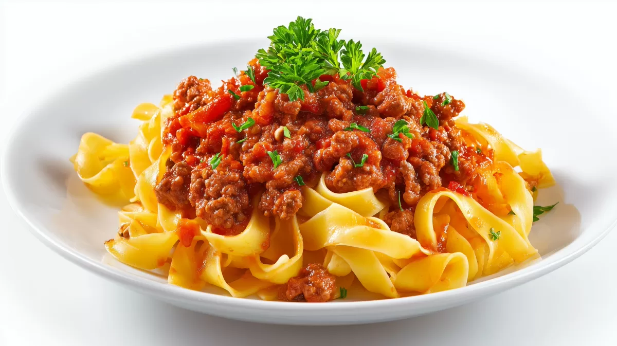 Scharfe Hackfleisch Pasta mit Tomatensauce