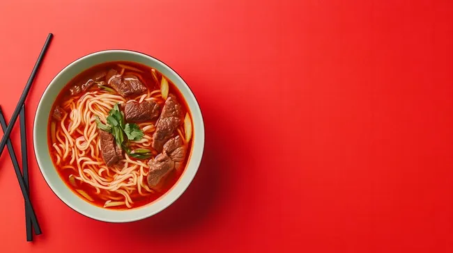 Scharfes asiatisches Nudelgericht mit Rindfleisch