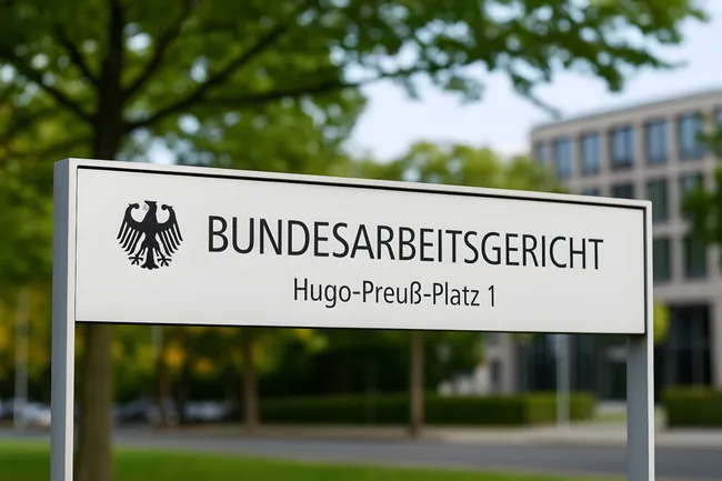 Schild des Bundesarbeitsgerichts in Deutschland