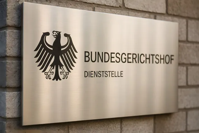Schild des Bundesgerichtshofs mit Bundesadler