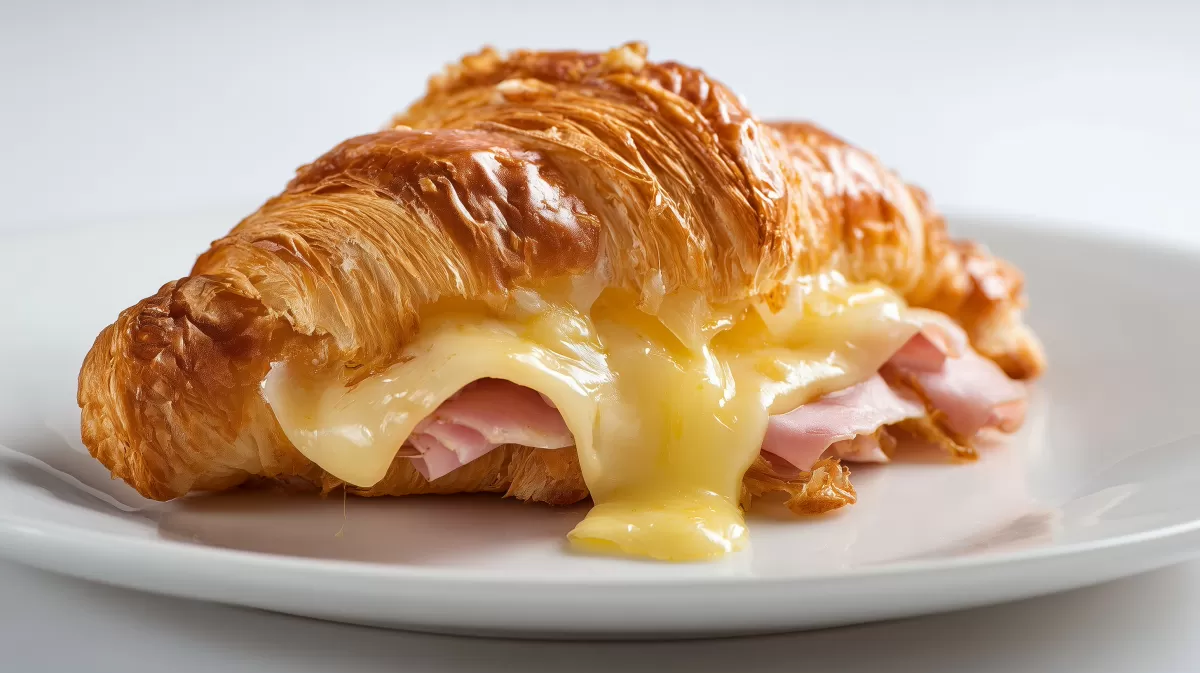 Schinken Käse Croissant mit zerlaufendem Käse