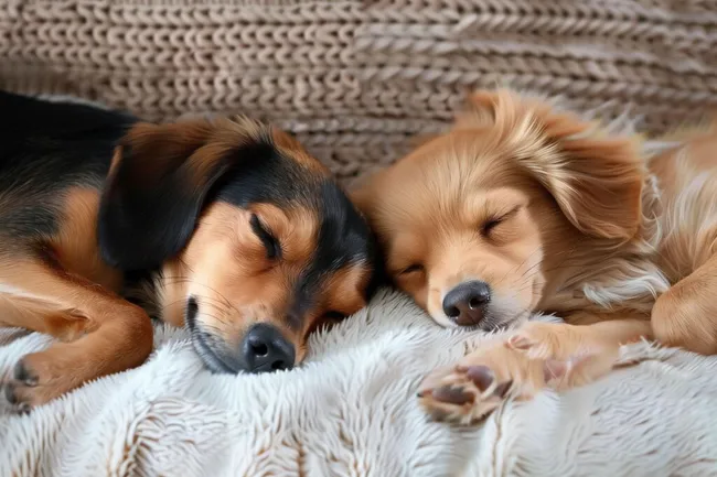 Schlafende Hunde in kuscheligem Fell