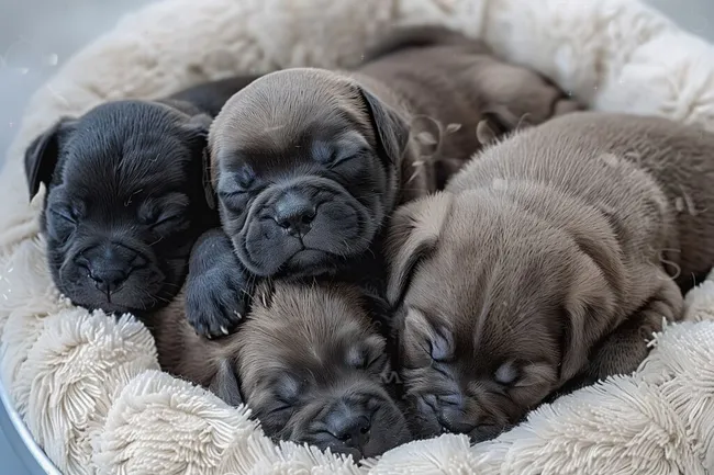 Schlafende Welpen in Tiefkühldecke