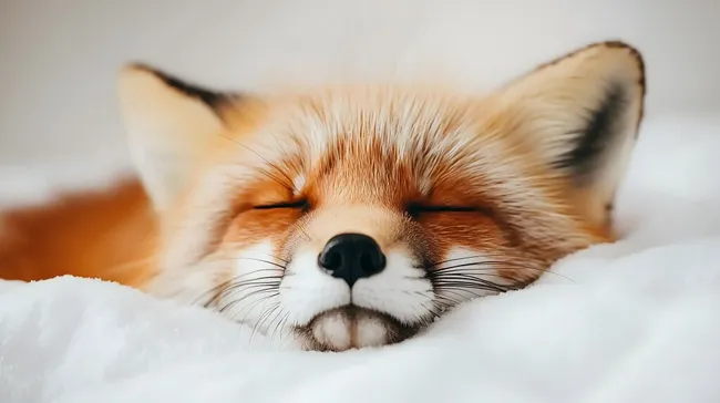 Schlafender Fuchs im winterlichen Schnee