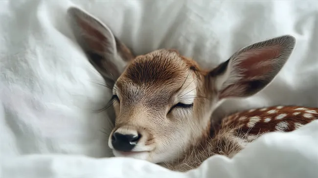 Schlafendes Rehkitz in Kuscheldecke