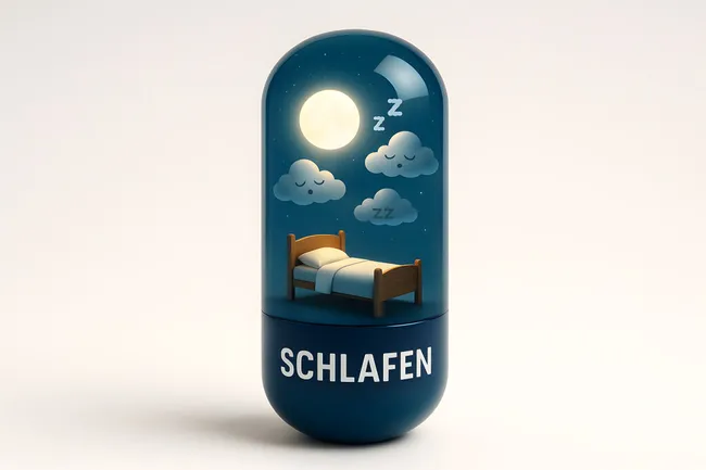 Schlafkapsel mit Mond, Wolken und Bett für besseren Schlaf