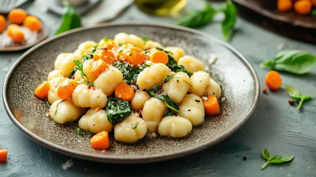 Schmackhafte Gnocchi mit buntem Gemüse