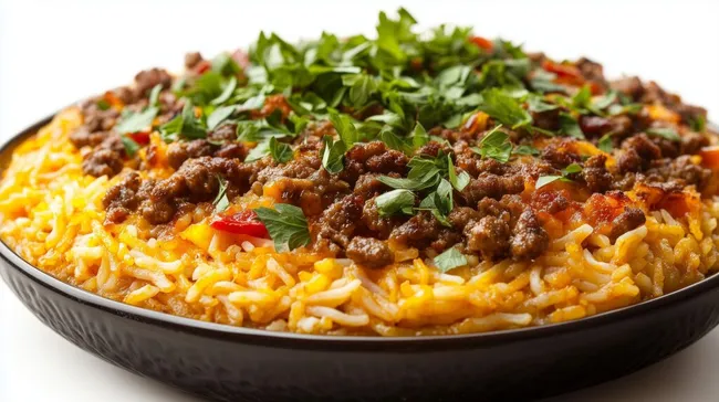 Schmackhaftes iranisches Gericht mit Hackfleisch und Gewürzen