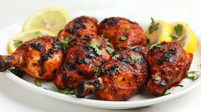 Schmackhaftes tandoori-gewürztes Hühnchen mit Zitrone