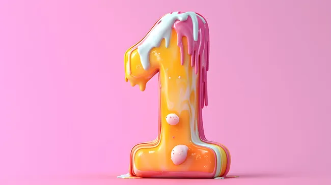 Schmelzende Eiscreme in Form der Zahl 1 auf Hintergrund