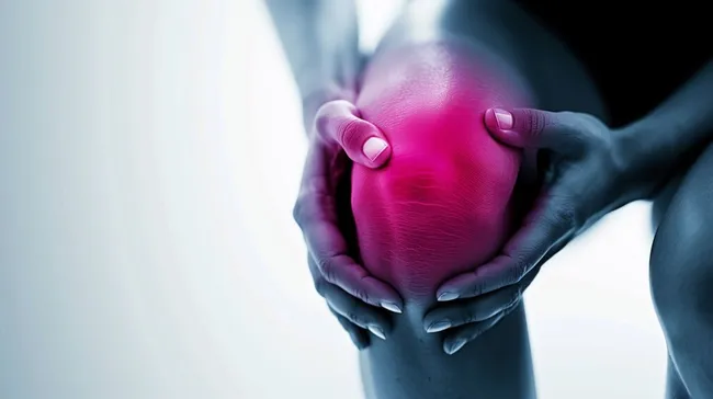 Schmerzhafte Kniegelenksvergrößerung mit Nahaufnahme