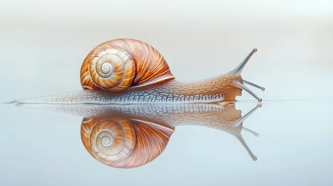 Schneckenhaus spiegelt sich in Wasser