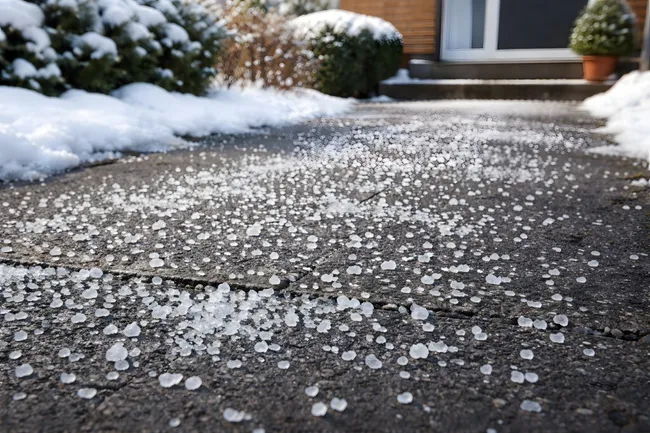 Schneebedeckte Zufahrtsstraße im Winter