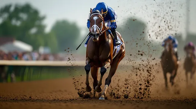 Schnelle Pferde beim rasanten Pferderennen