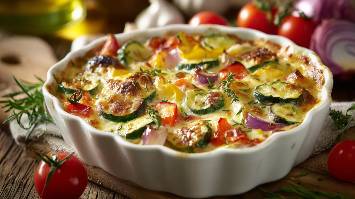 Schneller Gemüseauflauf für Faule mit Zucchini