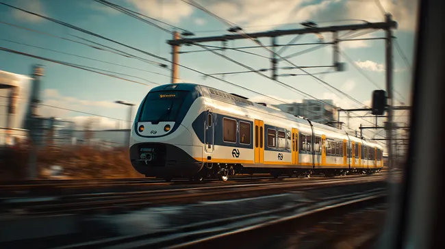 Schneller Hochgeschwindigkeitszug auf Bahngleisen