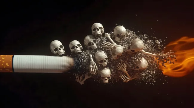 Schockierende Skelett-Warnung vor den Gefahren des Rauchens
