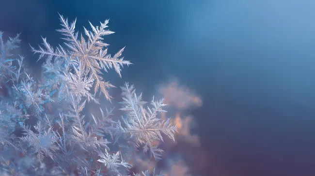 Schöne Eisblumen auf blauem Grund - Winterlandschaft
